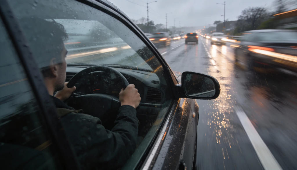 someone driving fast on a road