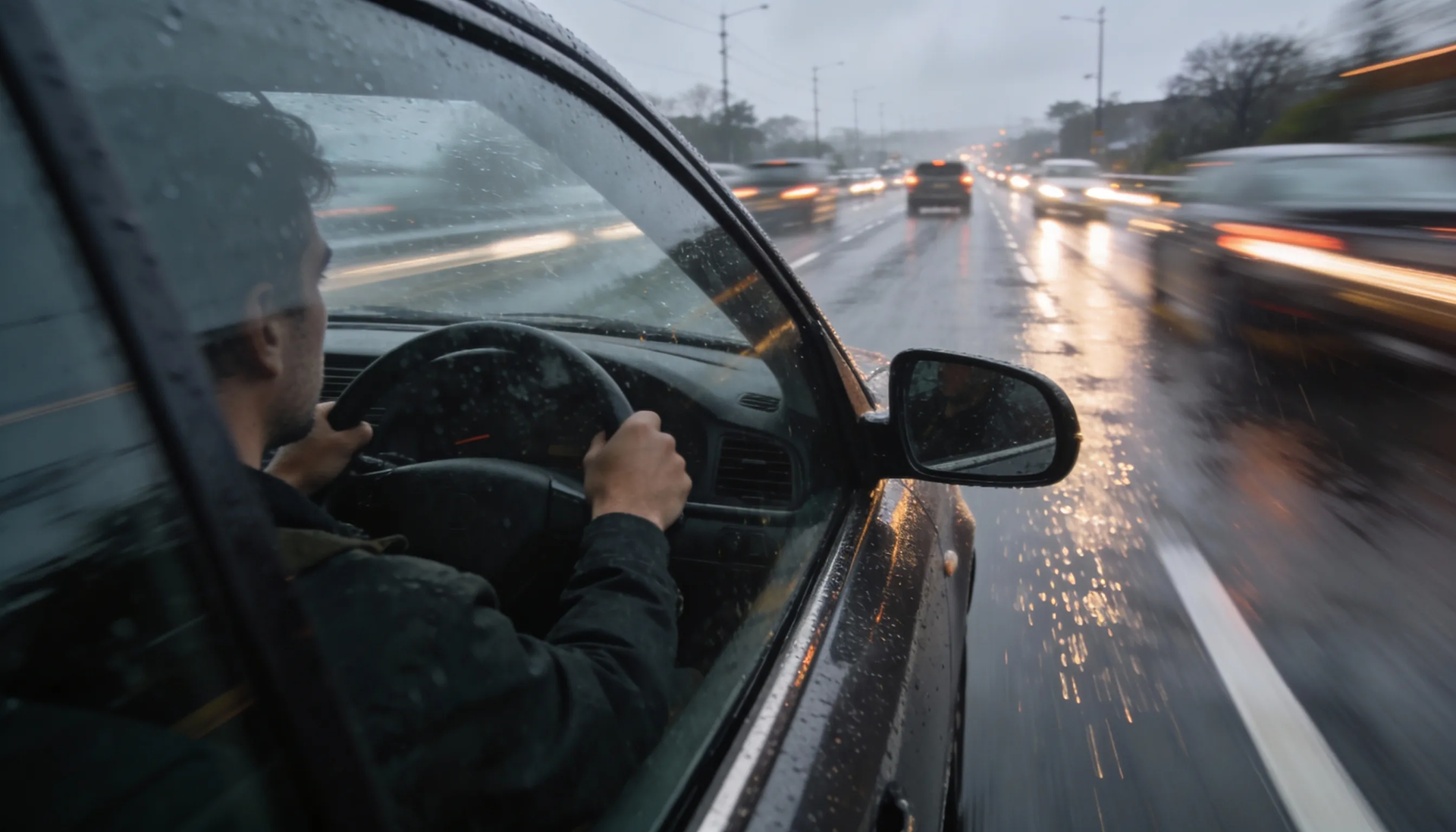 someone driving fast on a road