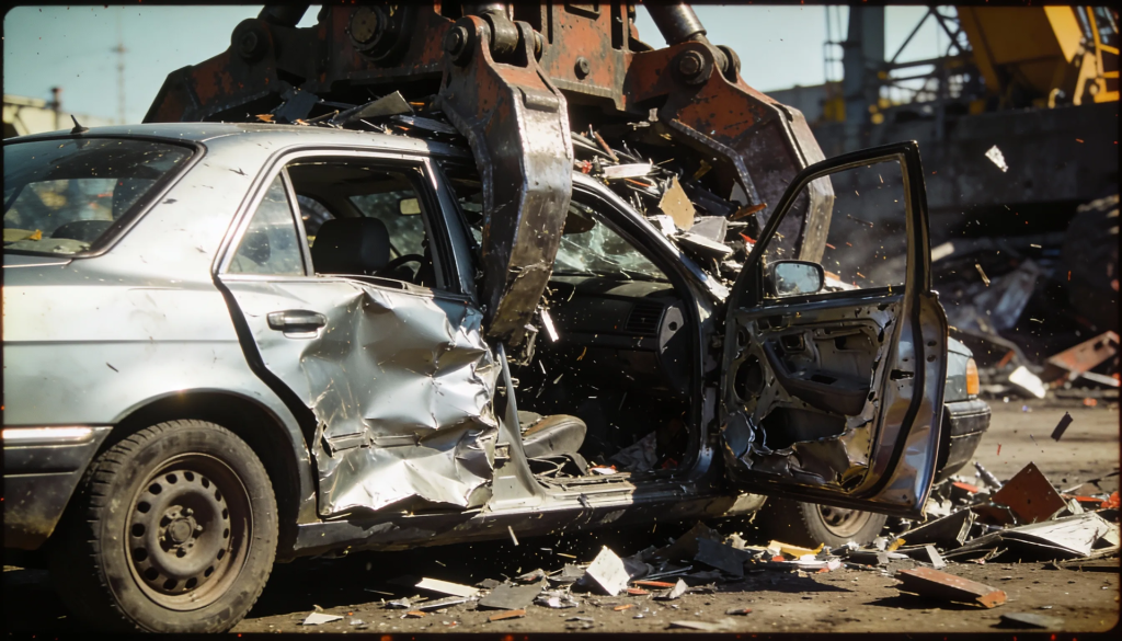 car getting crushed